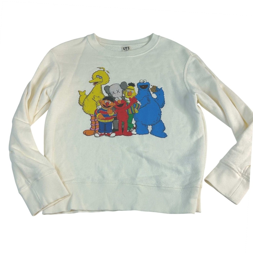 Uniqlo UT KAWS Sesame Street Kids Sweatshirt Cream White 7-8 414242